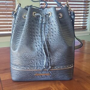 Brahmin Blue Crocodile-Embossed Shoulder Bag